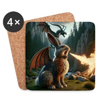 Feuerspeiender Hase Drache #21 - Untersetzer (4er-Set) - Weiß - Vorne