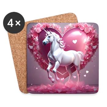 Unicorn Heart pink - Coasters (set of 4) - white - Front