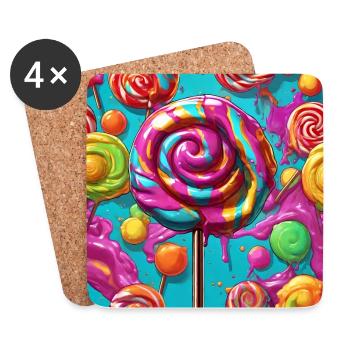 Popart schmelzender Lutscher Lolli - Untersetzer (4er-Set) - Weiß - Vorne