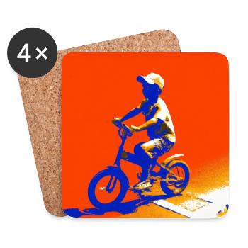 Vélo enfant à vélo - Dessous de verre (lot de 4) - blanc - Devant