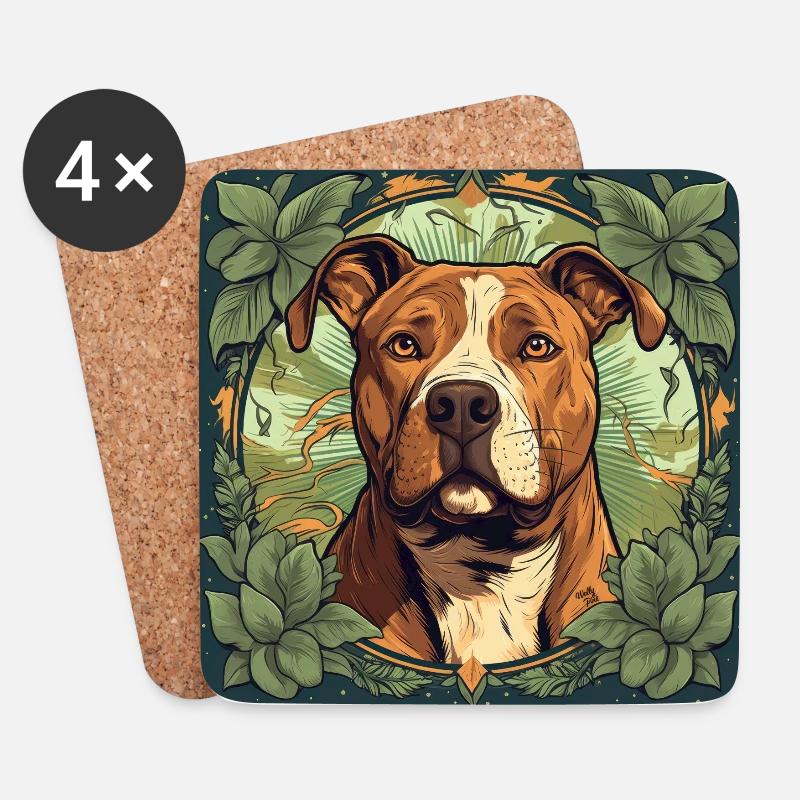 American Pitbull Terrier Hund - Untersetzer (4er-Set) - Weiß