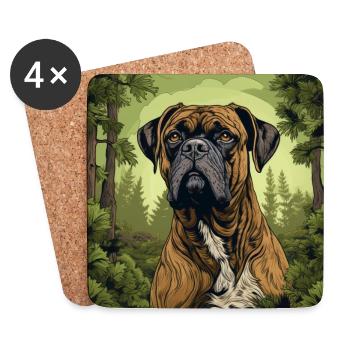 Boxer Hund Hunderasse im Retro Vintage Design - Untersetzer (4er-Set) - Weiß - Vorne