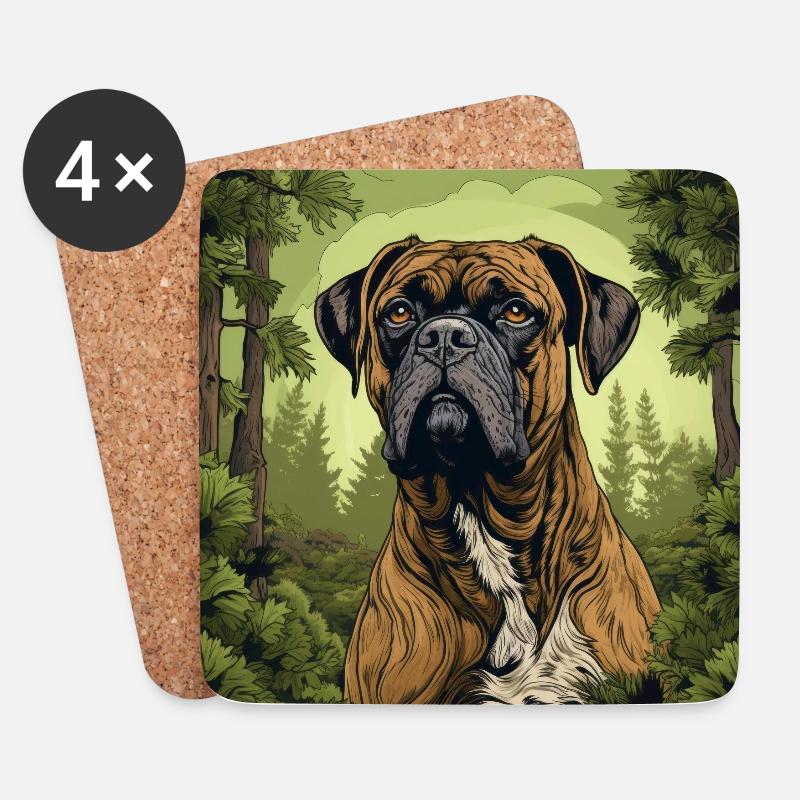 Boxer Hund Hunderasse im Retro Vintage Design - Untersetzer (4er-Set) - Weiß