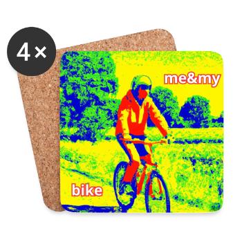 Cycliste à la campagne - Dessous de verre (lot de 4) - blanc - Devant