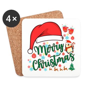 Merry Christmas 2023 - Dessous de verre (lot de 4) - blanc - Devant