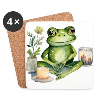 Hoppy Self-Care Frog - Untersetzer (4er-Set) - Weiß - Vorne