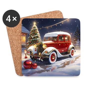 Vintage cars at Christmas - Coasters (set of 4) - white - Front
