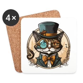 Félin Chic - Dessous de verre (lot de 4) - blanc - Devant