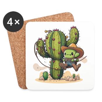 Rodéo de cactus - Dessous de verre (lot de 4) - blanc - Devant