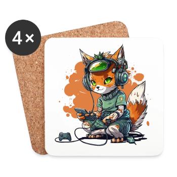 Cat Gaming Headquarters - Coasters (set of 4) - white - Front
