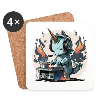 Smokin Unicorn DJ - Coasters (set of 4) - white - Front