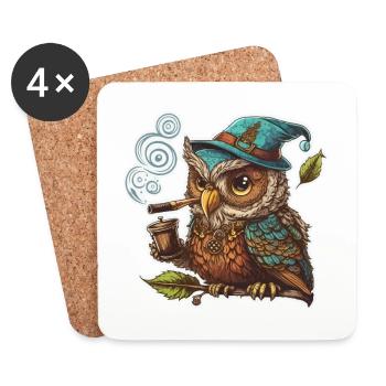 Owl Wisdom - Coasters (set of 4) - white - Front