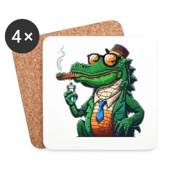 Krokodil - Untersetzer (4er-Set) - Weiß - Vorne