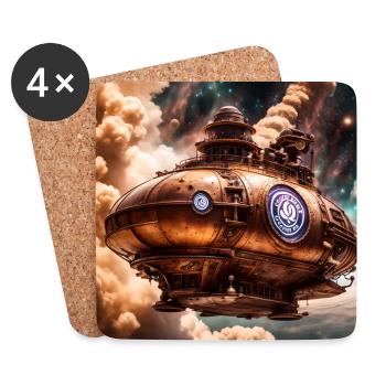 Steampunk Coffee Bean Airship - Coasters (set of 4) - white - Front