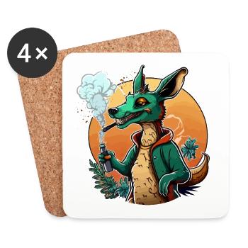 Kangourou Joyride - Dessous de verre (lot de 4) - blanc - Devant