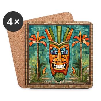 Tiki Mosaik - Untersetzer (4er-Set) - Weiß - Vorne