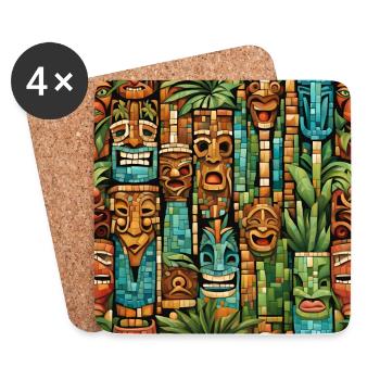 Tiki Mosaik - Untersetzer (4er-Set) - Weiß - Vorne