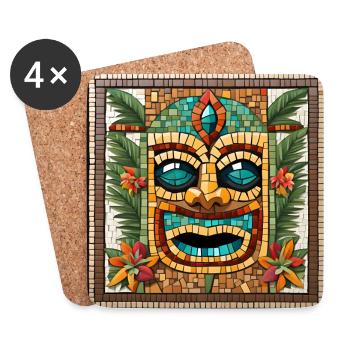 Tiki Mosaik - Untersetzer (4er-Set) - Weiß - Vorne