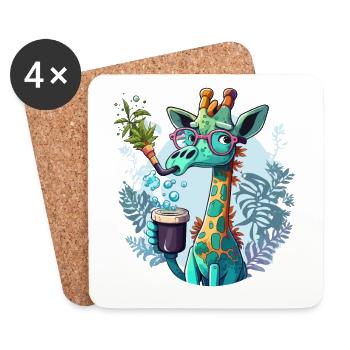 Giraffen Smoke Shop - Untersetzer (4er-Set) - Weiß - Vorne