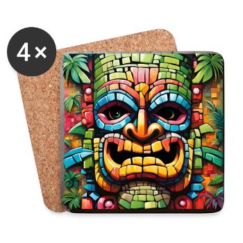 Tiki Mosaik - Untersetzer (4er-Set) - Weiß - Vorne