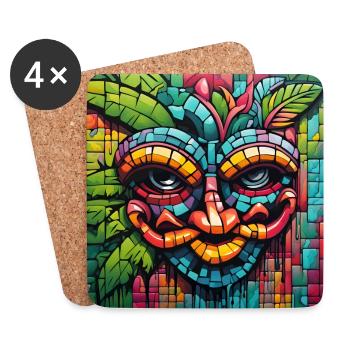 Tiki Mosaik - Untersetzer (4er-Set) - Weiß - Vorne