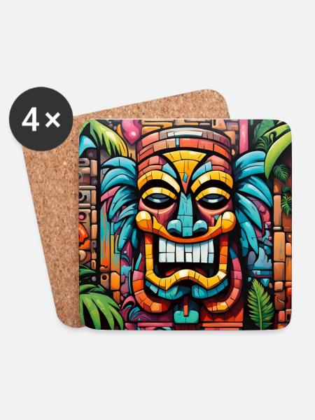 Tiki Mosaik - Untersetzer (4er-Set) - Weiß