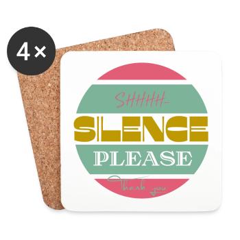 Silence please Ruhe bitte - Untersetzer (4er-Set) - Weiß - Vorne