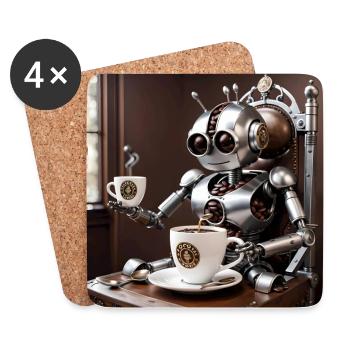 Coffee Bean Robot - Coasters (set of 4) - white - Front
