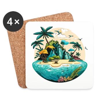 Der Insel-Hopper - Untersetzer (4er-Set) - Weiß - Vorne