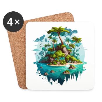 L’explorateur de l’île - Dessous de verre (lot de 4) - blanc - Devant
