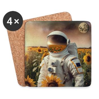 Astronaut with Sunflowers - Untersetzer (4er-Set) - Weiß - Vorne