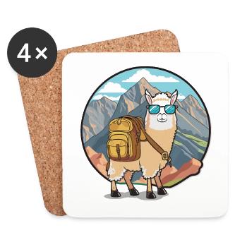 Le lama aventureux - Dessous de verre (lot de 4) - blanc - Devant