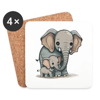 Le plus petit éléphant - Dessous de verre (lot de 4) - blanc - Devant