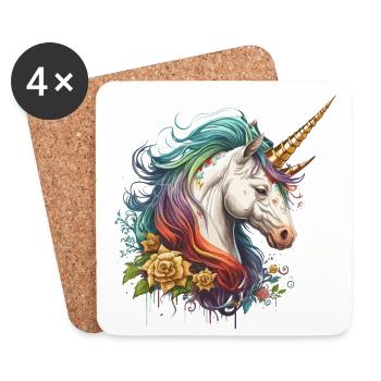 Rainbow Unicorn - Coasters (set of 4) - white - Front
