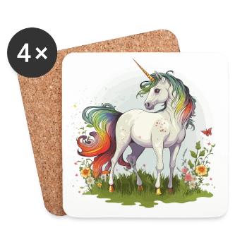 Rainbow Unicorn - Coasters (set of 4) - white - Front