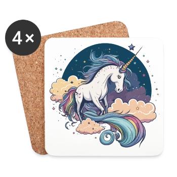 Licorne arc-en-ciel - Dessous de verre (lot de 4) - blanc - Devant