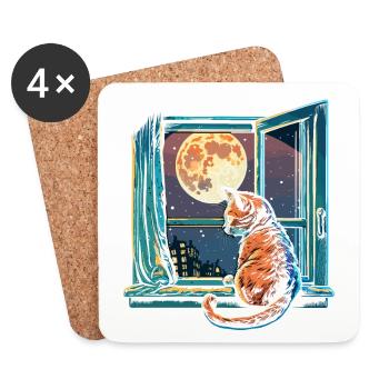 Hinterhältige Katze - Untersetzer (4er-Set) - Weiß - Vorne