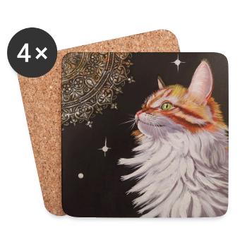 Mystic cat orange für T-Shirts und Accessoires - Untersetzer (4er-Set) - Weiß - Vorne
