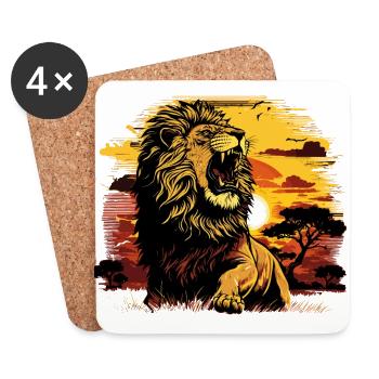 Lion majestueux - Dessous de verre (lot de 4) - blanc - Devant