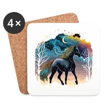 Licorne arc-en-ciel - Dessous de verre (lot de 4) - blanc - Devant