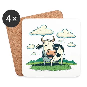 Contented Cow - Coasters (set of 4) - white - Front