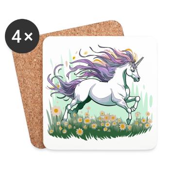 Licorne magique - Dessous de verre (lot de 4) - blanc - Devant