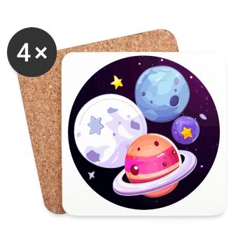 Kosmisches Abenteuer - Untersetzer (4er-Set) - Weiß - Vorne