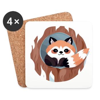 Cuddly Red Panda - Coasters (set of 4) - white - Front