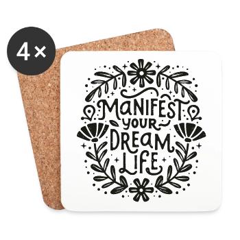 Manifest your dream life loi de l’attraction - Dessous de verre (lot de 4) - blanc - Devant