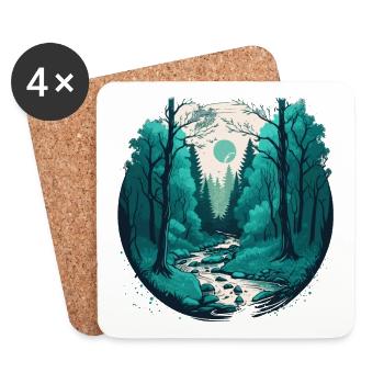 Whispers of the Woods: Embracing Serenity in Natur - Coasters (set of 4) - white - Front