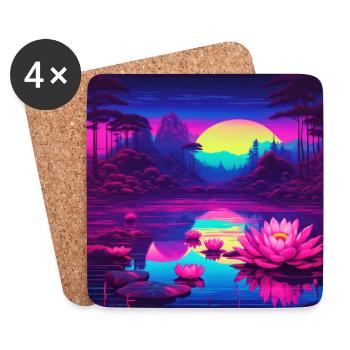 Water lilies on the lake - Coasters (set of 4) - white - Front