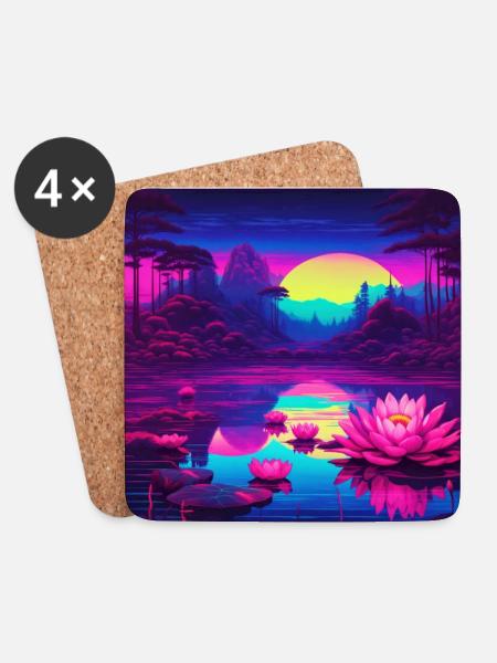 Water lilies on the lake - Coasters (set of 4) - white
