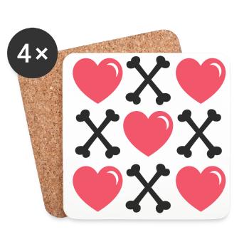 Valentines Tag Herzen und Knochen - Untersetzer (4er-Set) - Weiß - Vorne