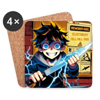 Electricity Kills: Funny Gifts for an Electrician - Coasters (set of 4) - white - Front